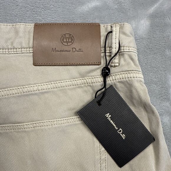 Massimo Dutti Men’s Slim Fit Jeans Size 34x33 Khaki Beige 100% Cotton Made in Tu - Picture 9 of 9